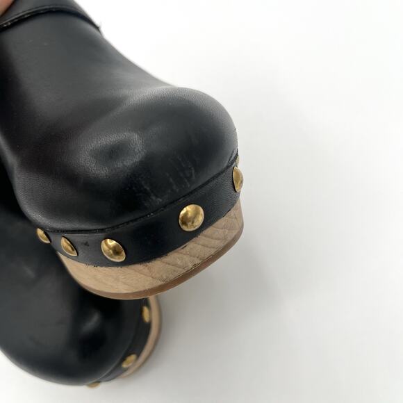 J.Crew Convertible leather clogs black Sz 5 preppy Boho festival Wood Sole Shoe - Picture 13 of 13